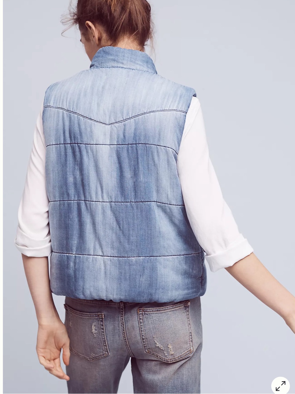 Cloth & Stone Chambray Puffer Vest medium - Picture 3 of 10